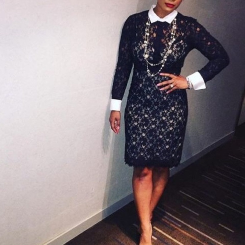 BCBG Olga Fitted Lace Sheath Dress